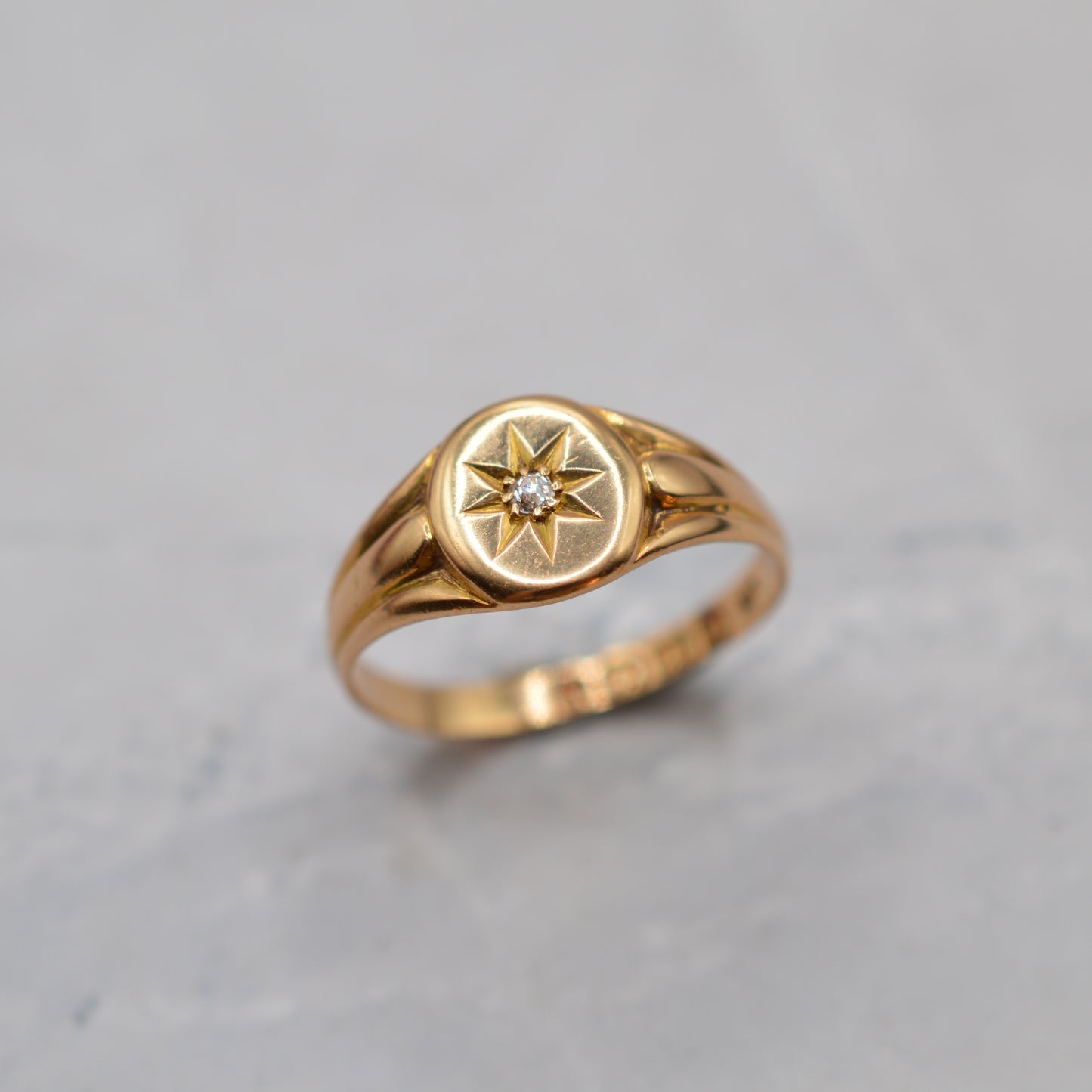 1894 Victorian Antique 18ct Gold Diamond Signet Ring