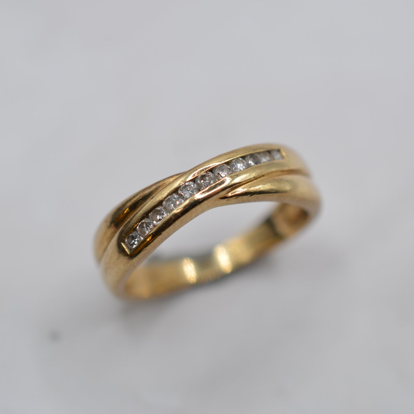 9ct Gold Diamond Crossover Ring
