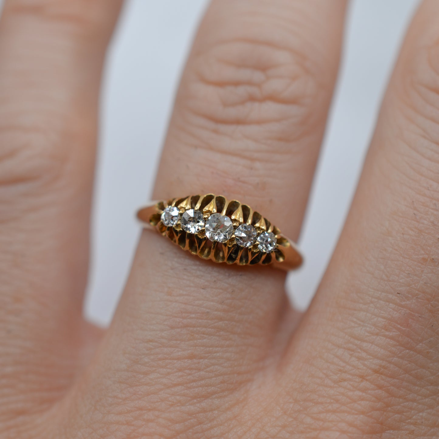Antique Edwardian 1905 18ct Gold Diamond Five-Stone Ring