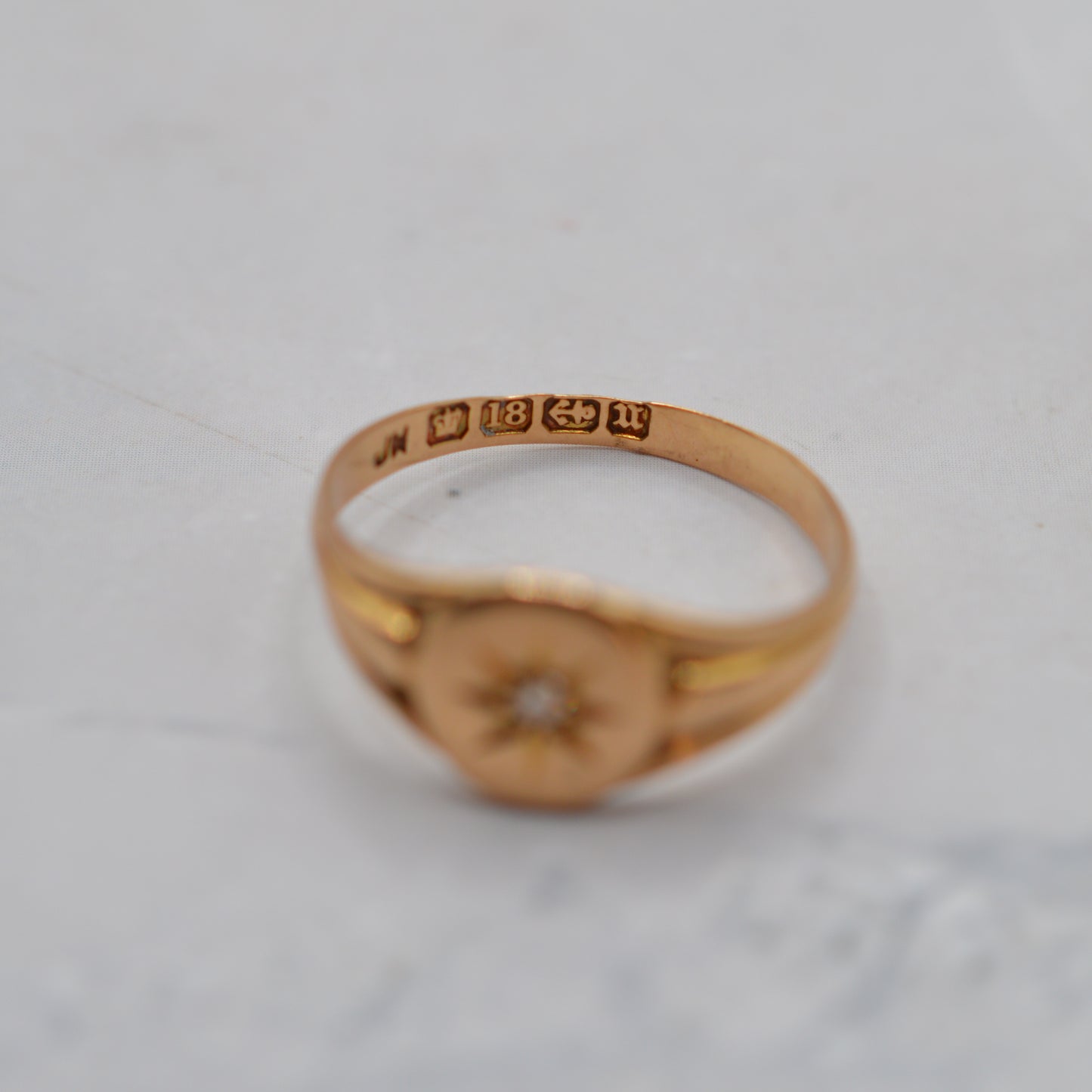1894 Victorian Antique 18ct Gold Diamond Signet Ring