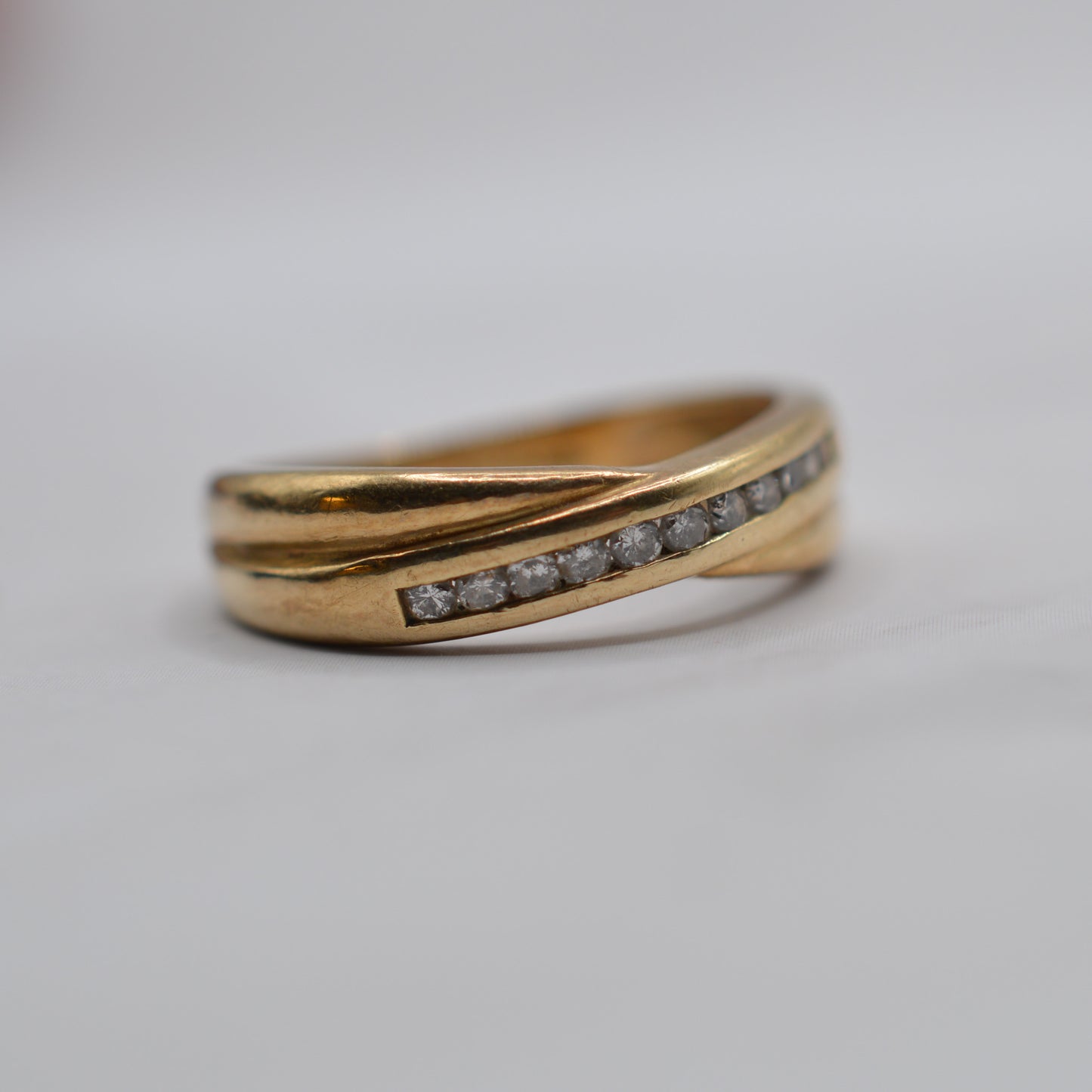 9ct Gold Diamond Crossover Ring