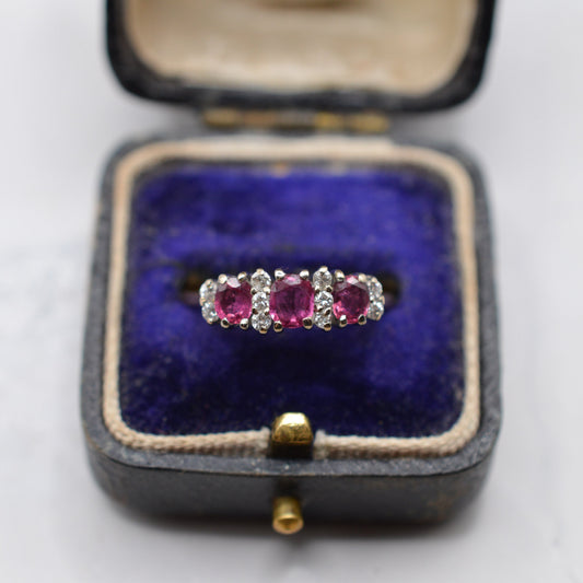 1980s 18ct Gold Ruby & Diamond Ring