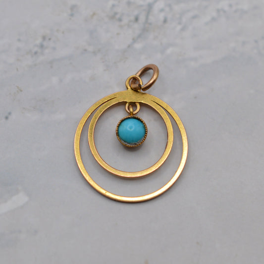 Antique Edwardian 9ct Gold Turquoise Pendant