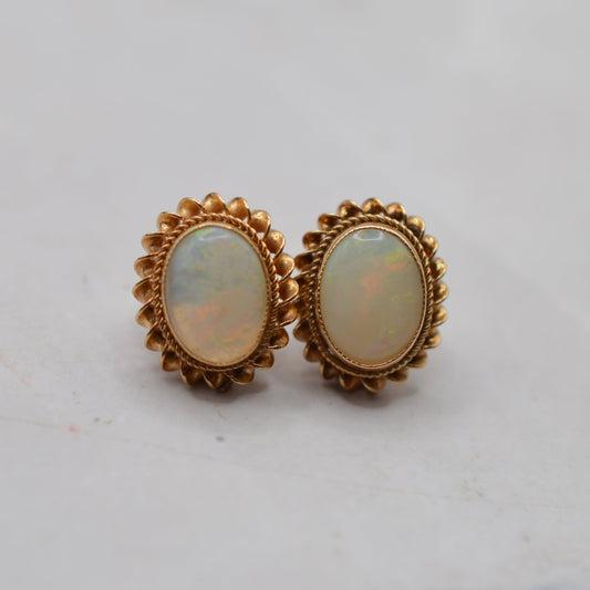 Vintage 9ct Gold Opal Stud Earrings