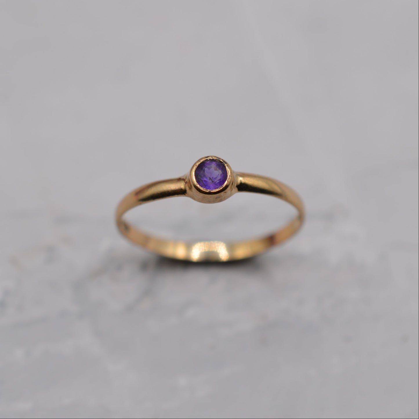 1980s 9ct Gold Amethyst Bezel-Set Ring