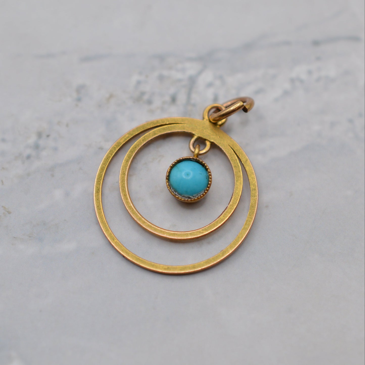 Antique Edwardian 9ct Gold Turquoise Pendant
