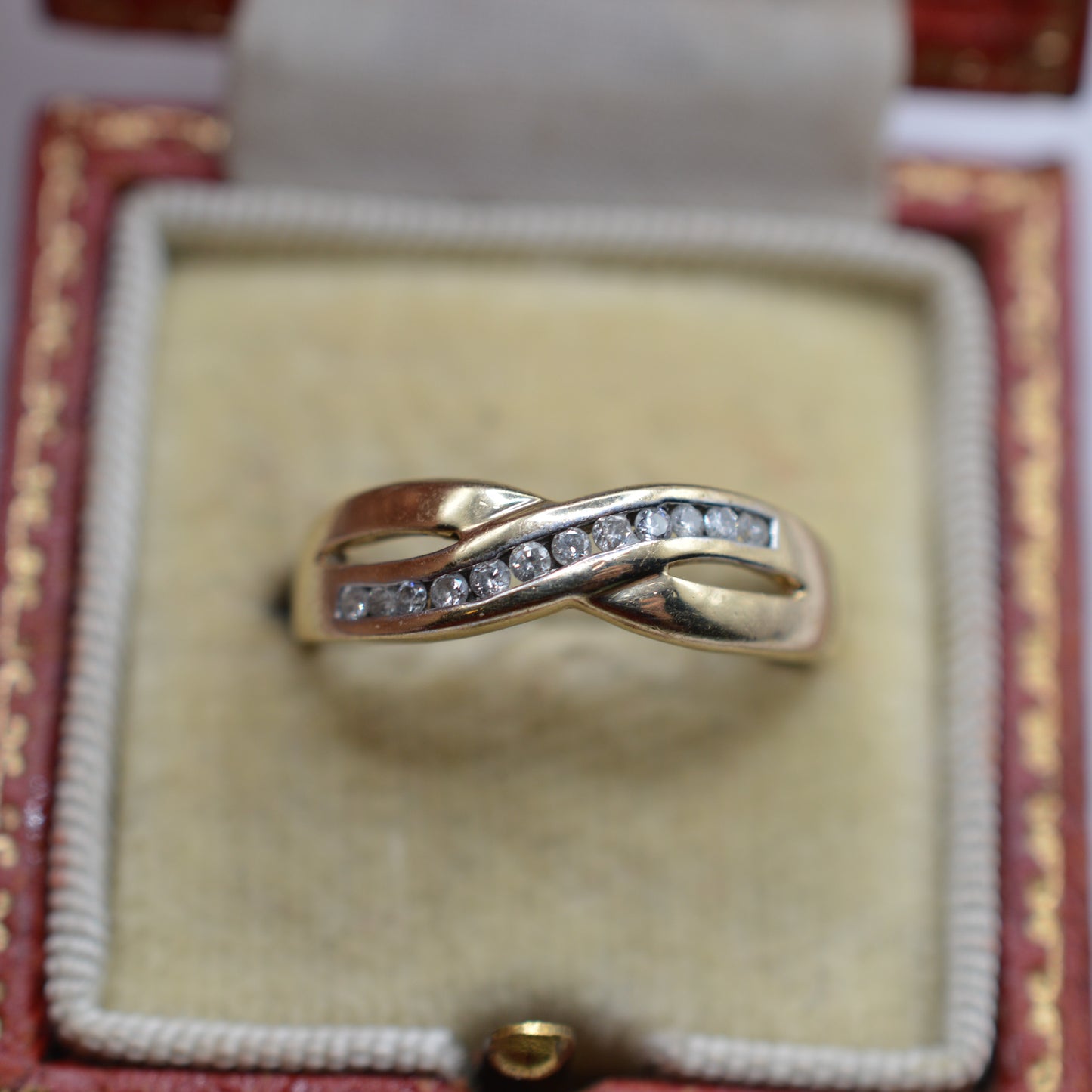 9ct Gold Diamond Crossover Ring