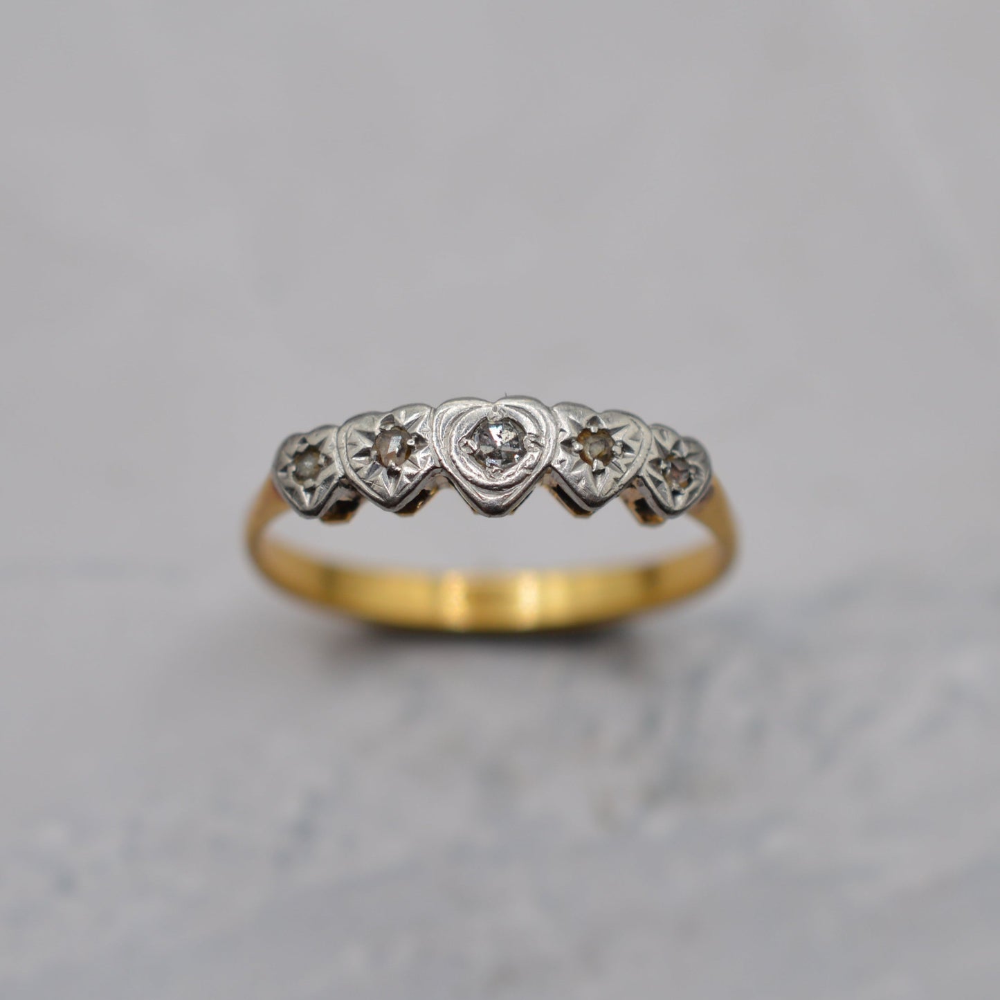 Antique 18ct Gold Diamond Heart Ring