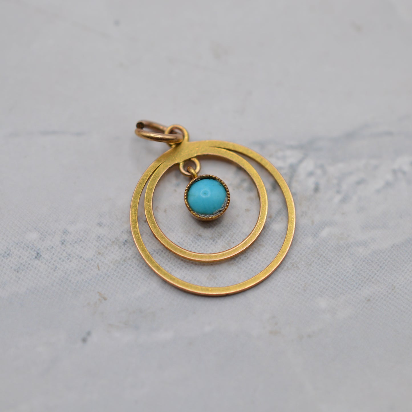 Antique Edwardian 9ct Gold Turquoise Pendant