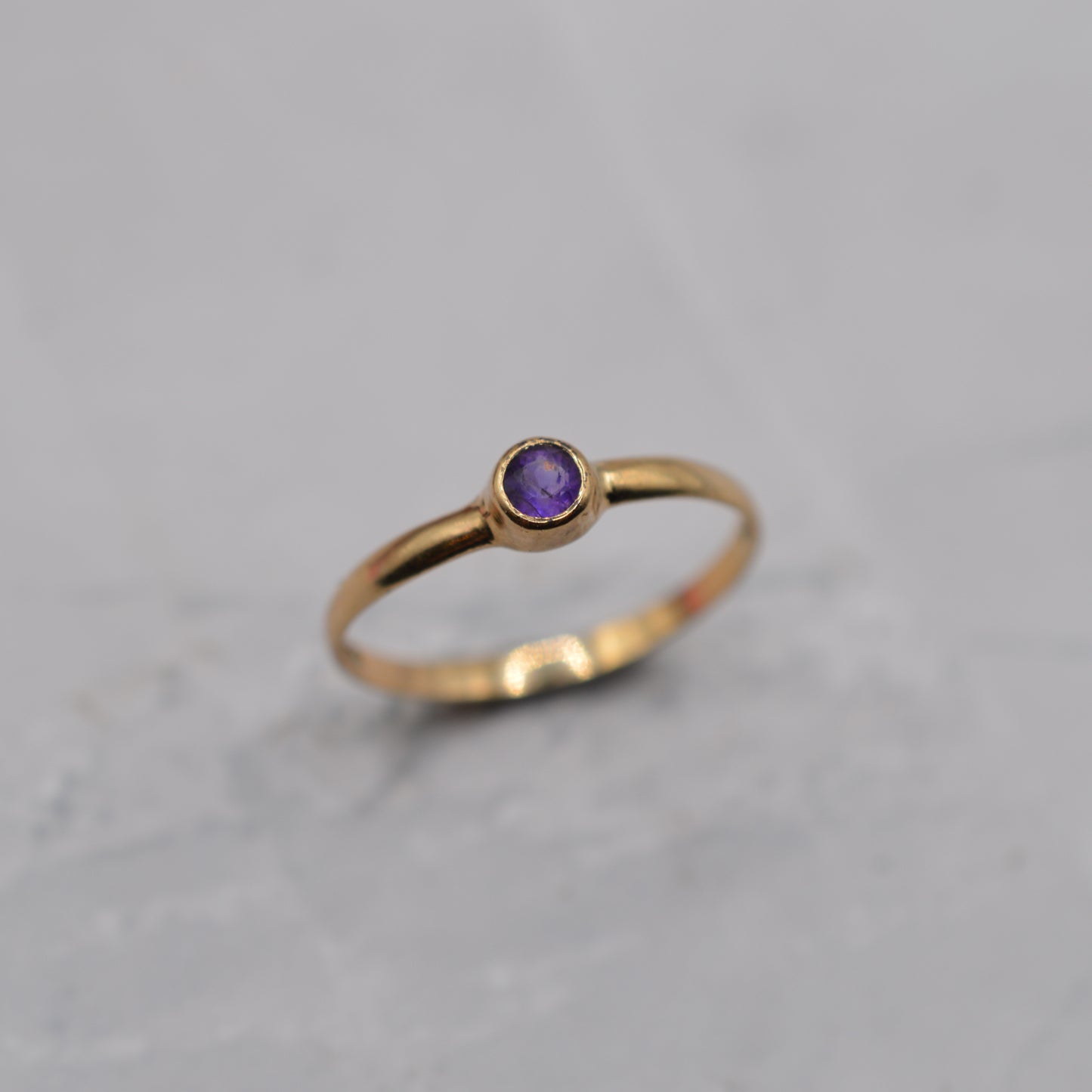 1980s 9ct Gold Amethyst Bezel-Set Ring