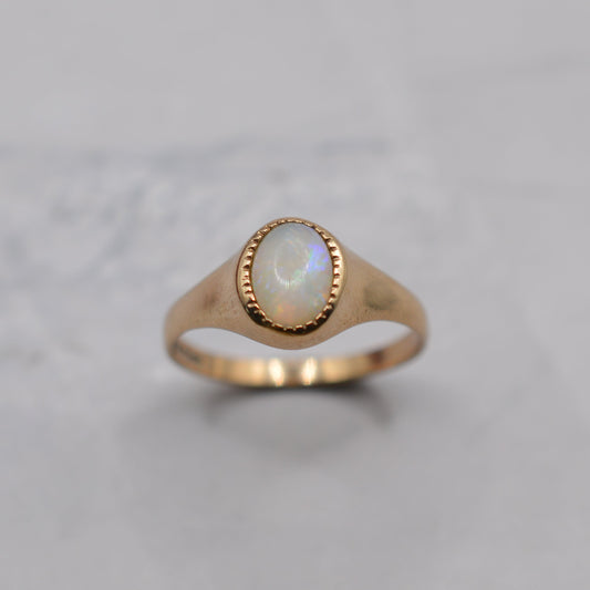 1980s 9ct Gold Bezel-Set Opal Ring