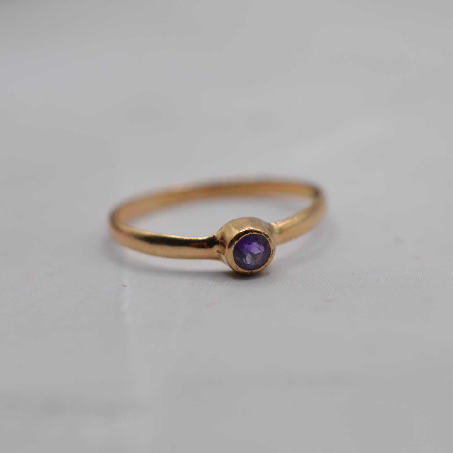 1980s 9ct Gold Amethyst Bezel-Set Ring