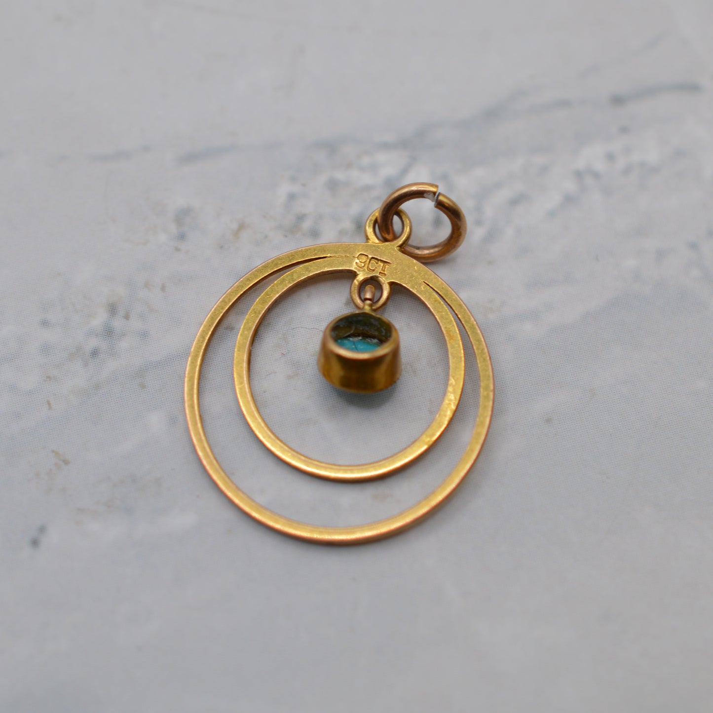 Antique Edwardian 9ct Gold Turquoise Pendant