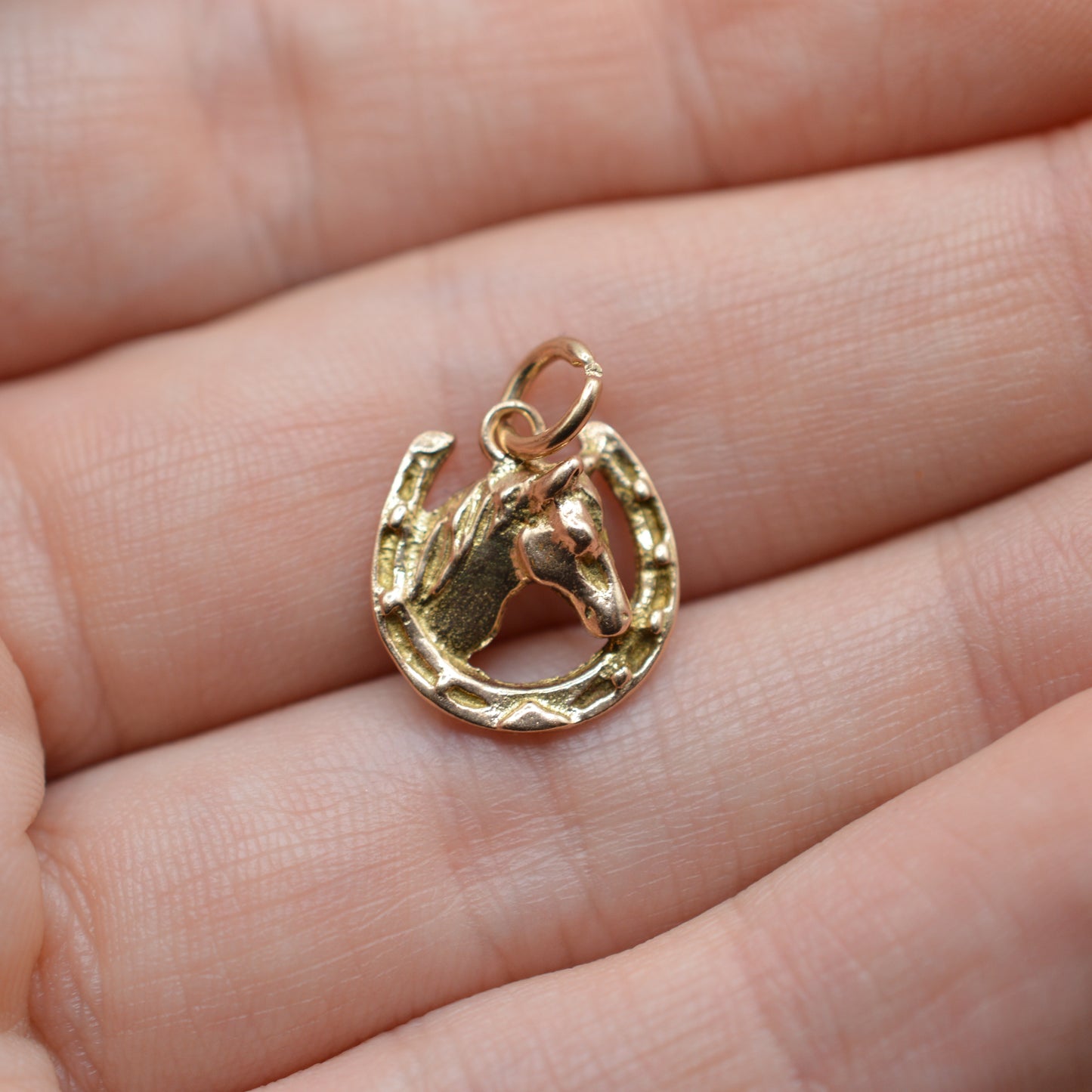 1960s Vintage 9ct Gold Horse & Horseshoe Charm/Pendant