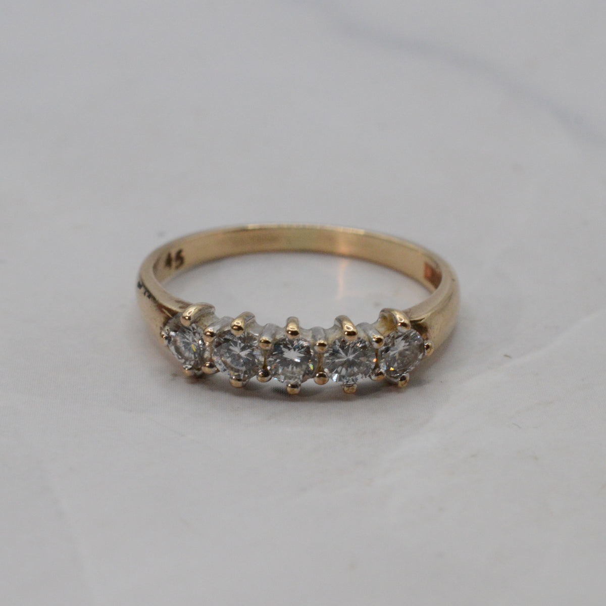 1970s Vintage 9ct Gold 0.45ct Diamond Five-Stone Ring