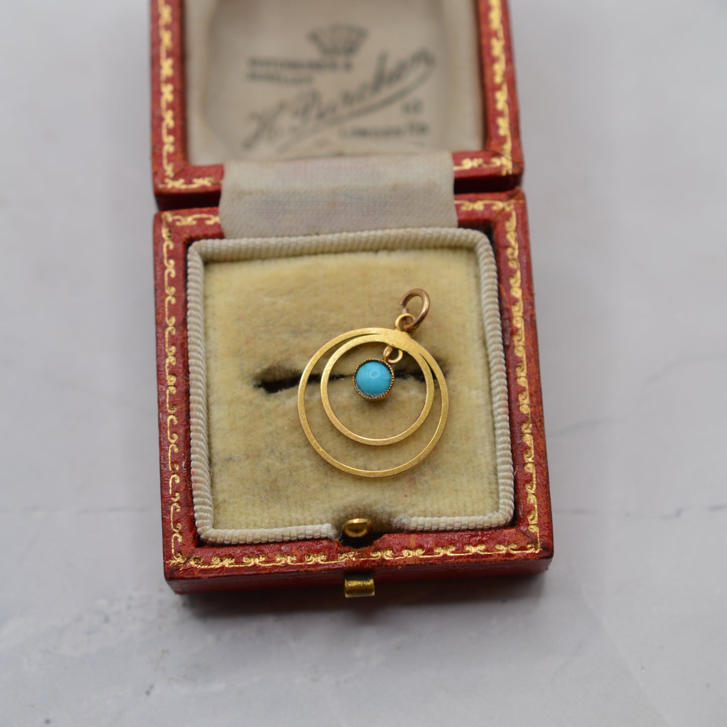 Antique Edwardian 9ct Gold Turquoise Pendant