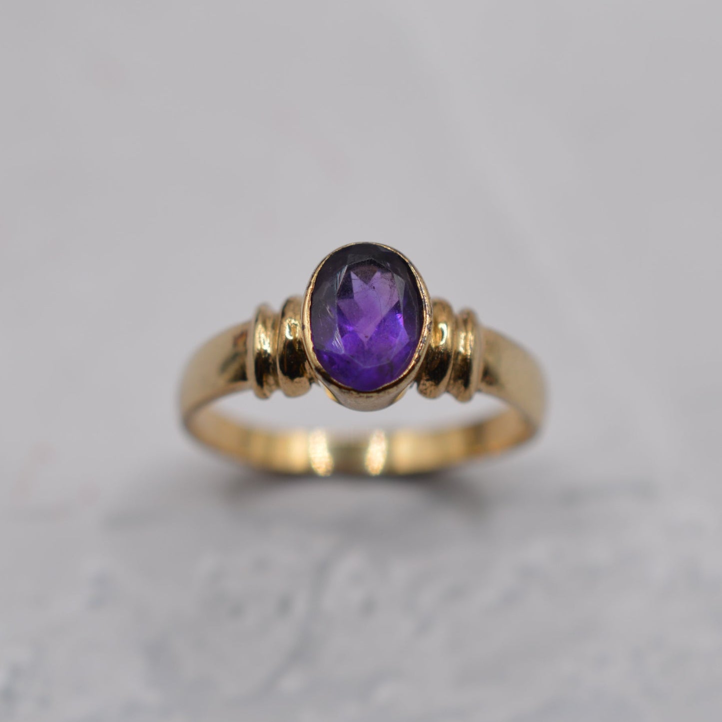 9ct Gold Bezel-Set Amethyst Solitaire Ring