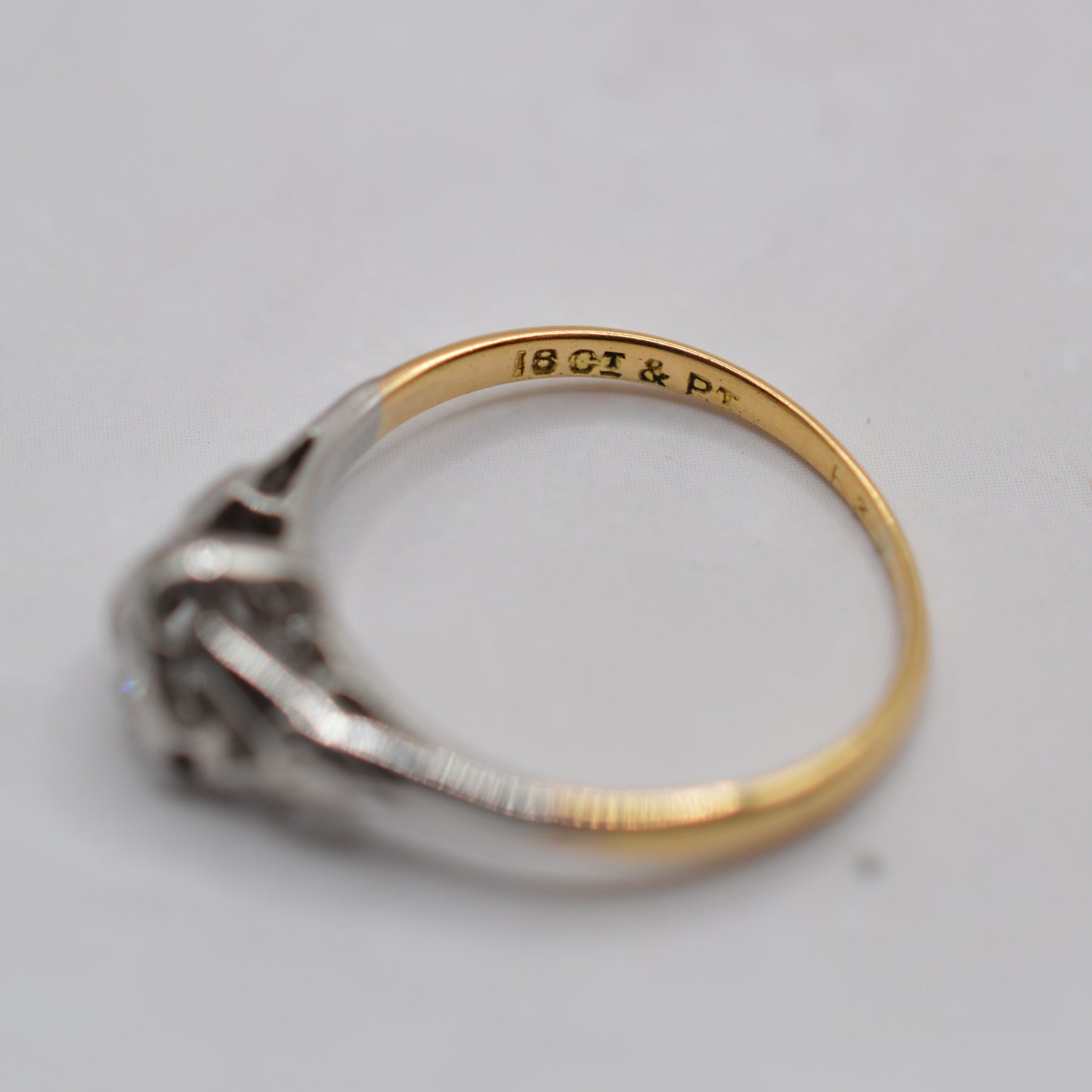 Antique Art Deco 18ct Gold & Platinum Diamond Heart Ring
