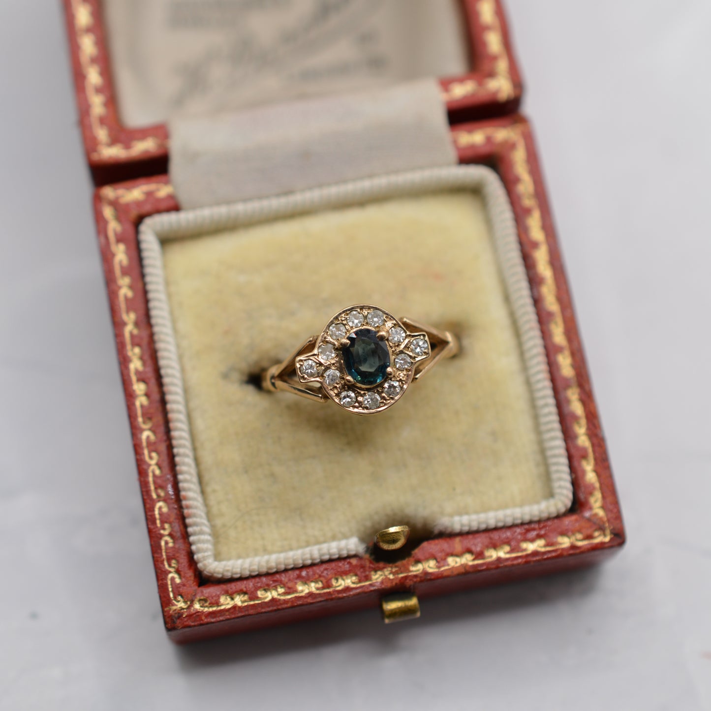1970s Vintage 9ct Gold Sapphire & Diamond Cluster Ring