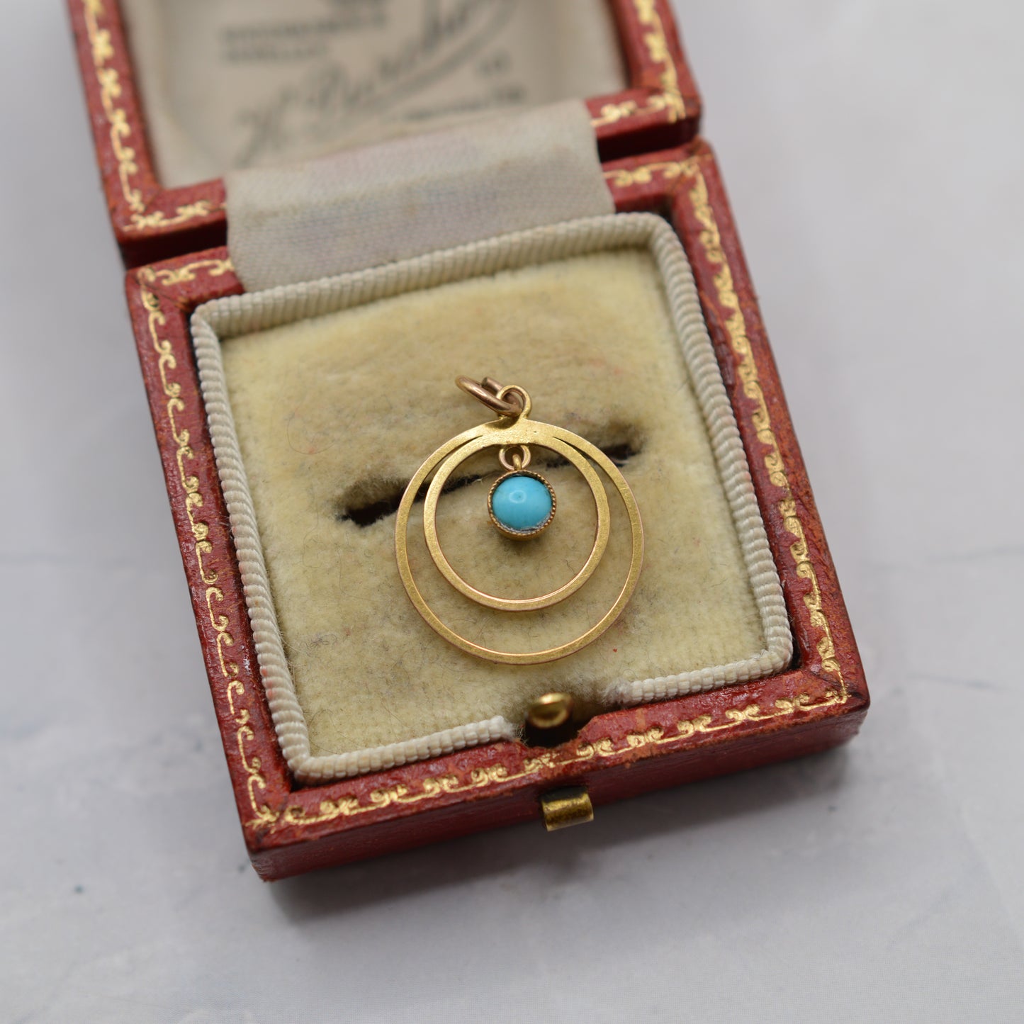 Antique Edwardian 9ct Gold Turquoise Pendant