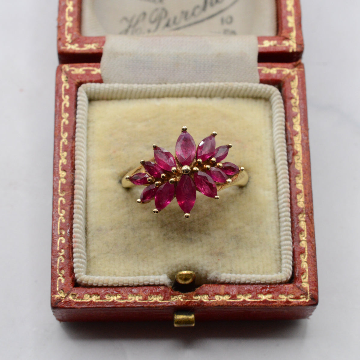 Y2K 9ct Gold Ruby Cluster Ring