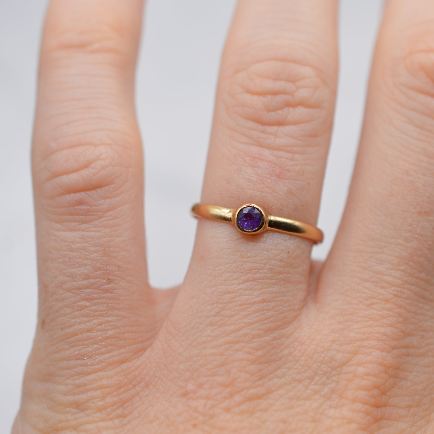 1980s 9ct Gold Amethyst Bezel-Set Ring