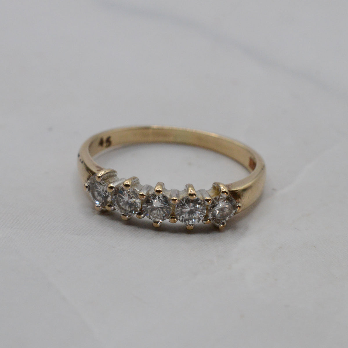 1970s Vintage 9ct Gold 0.45ct Diamond Five-Stone Ring
