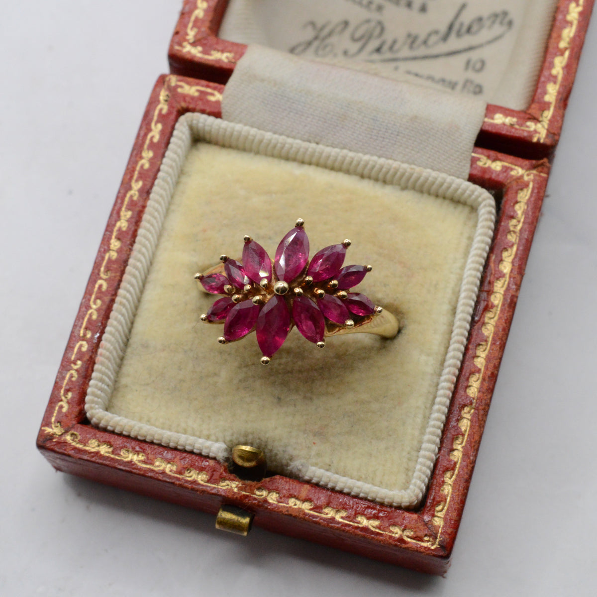 Y2K 9ct Gold Ruby Cluster Ring