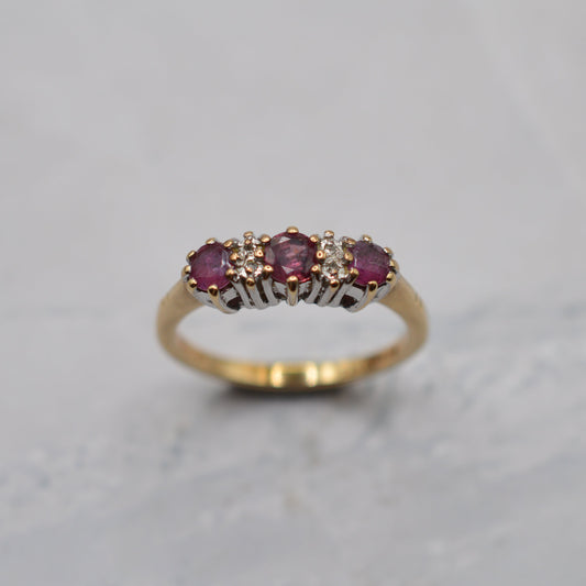 1990s 9ct Gold Ruby & Diamond Ring