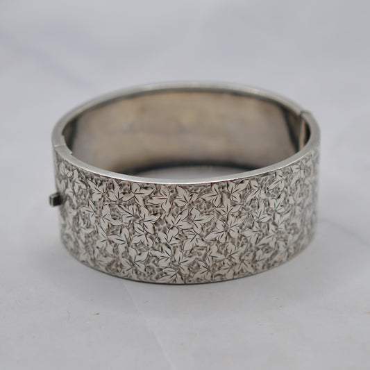 Antique Victorian Silver Ivy Foliate Bangle