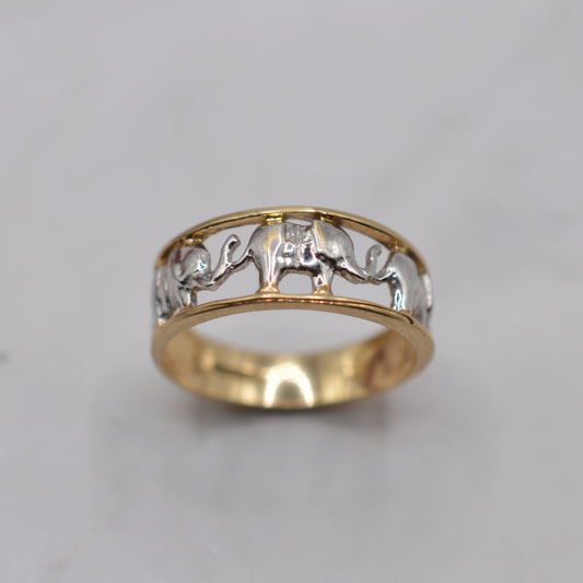 1990s 9ct Gold Elephant Ring