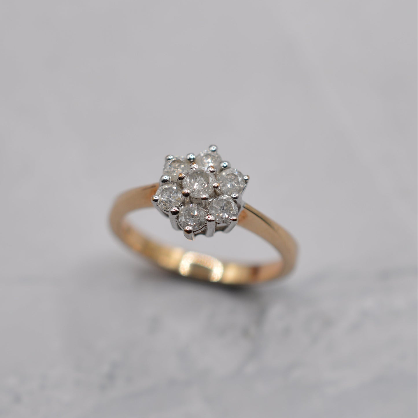 9ct Gold 0.50ct Diamond Floral Cluster Ring