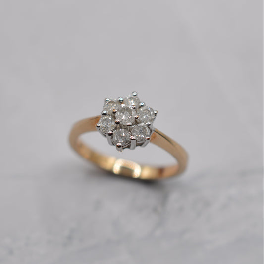 9ct Gold 0.50ct Diamond Floral Cluster Ring