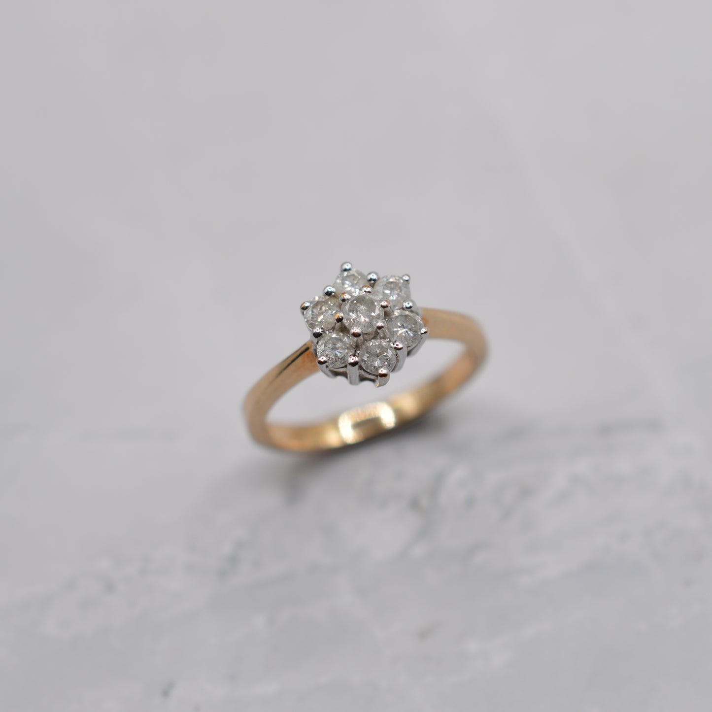 9ct Gold 0.50ct Diamond Floral Cluster Ring