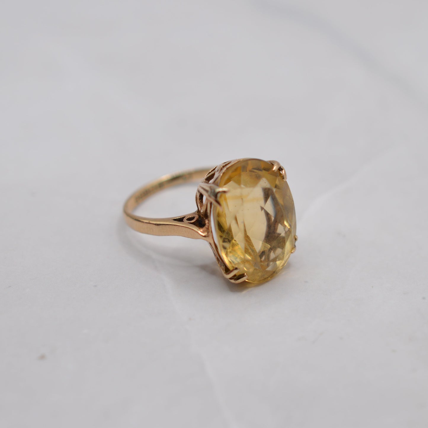 1960s Chunky Vintage 9ct Gold 7ct Citrine Cocktail Ring