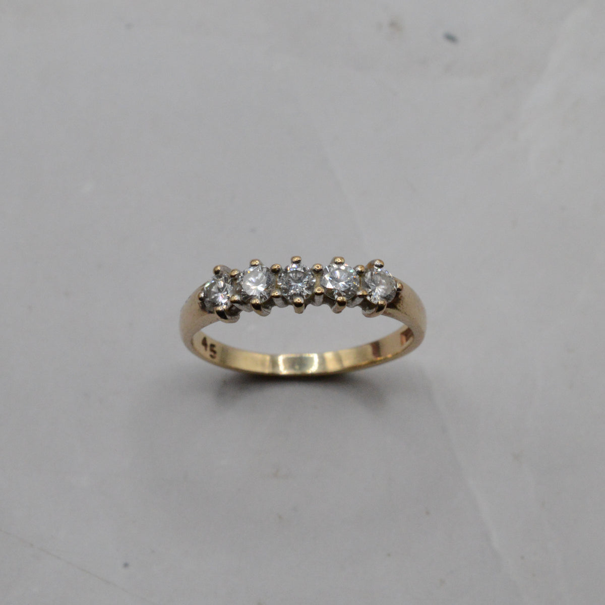 1970s Vintage 9ct Gold 0.45ct Diamond Five-Stone Ring