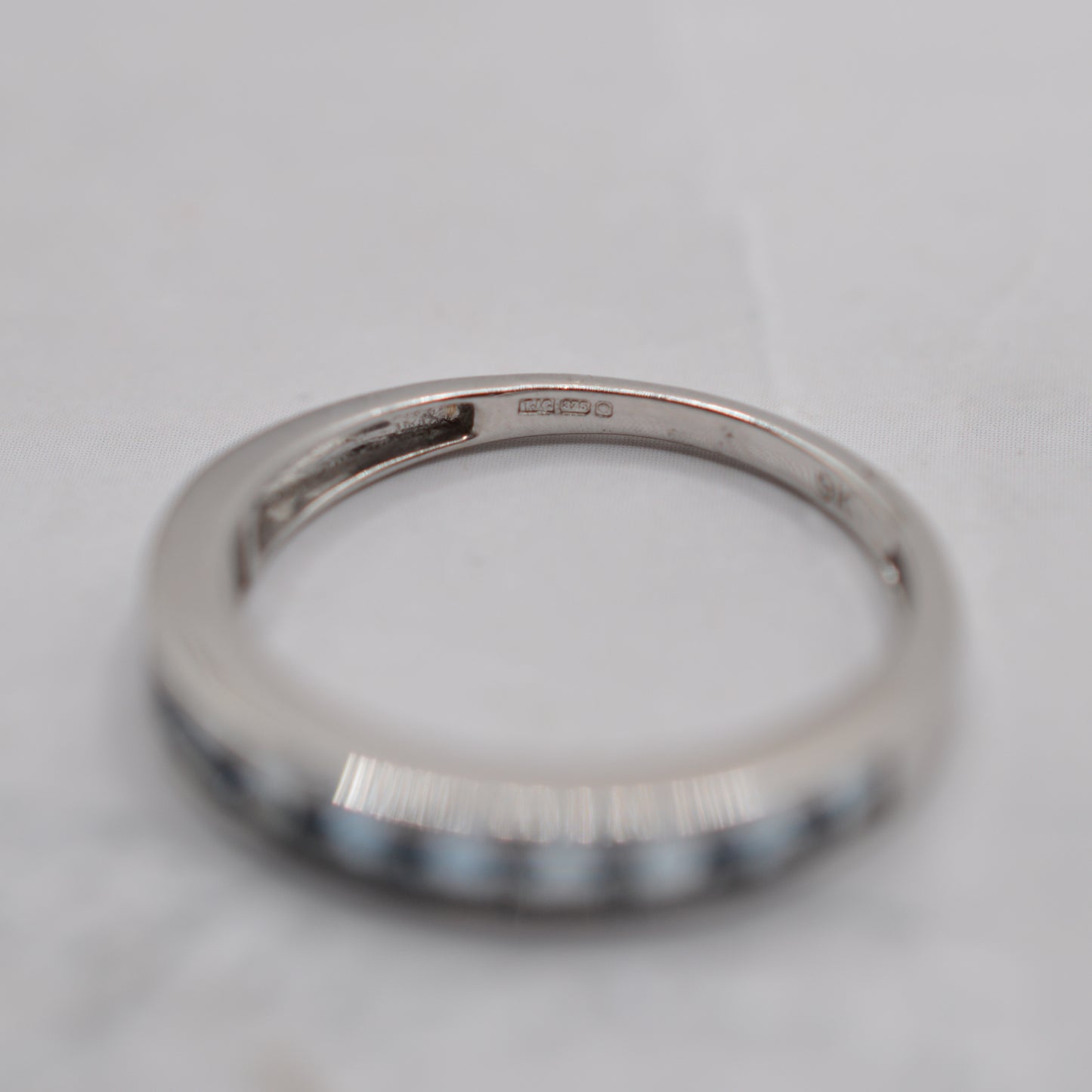 9ct White Gold Aquamarine Channel-Set Half-Eternity Ring