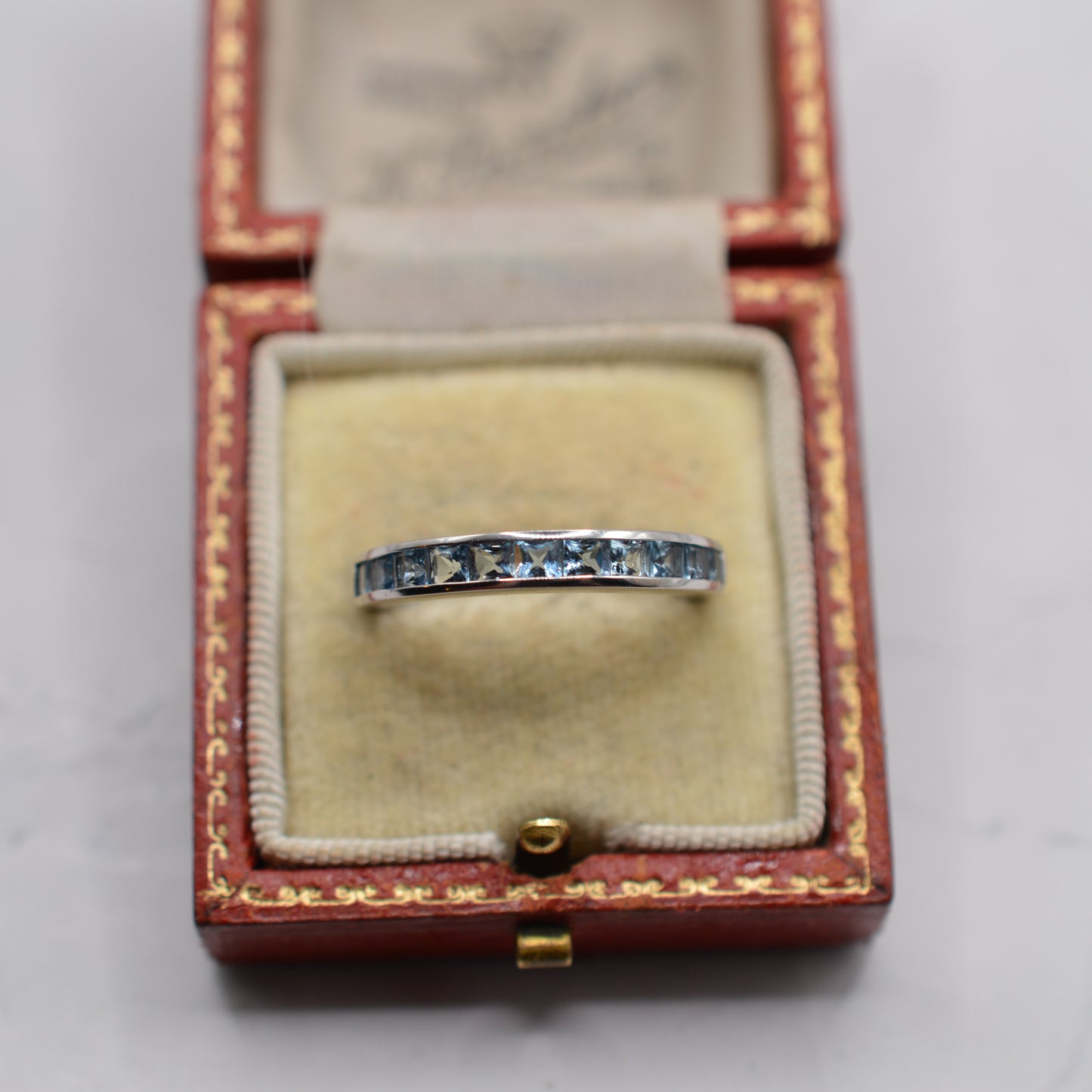 9ct White Gold Aquamarine Channel-Set Half-Eternity Ring