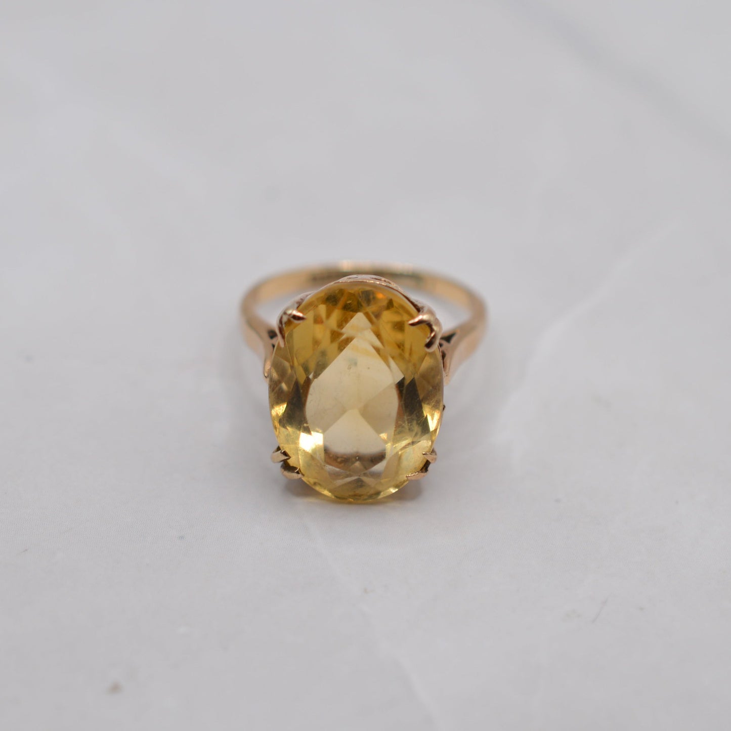 1960s Chunky Vintage 9ct Gold 7ct Citrine Cocktail Ring