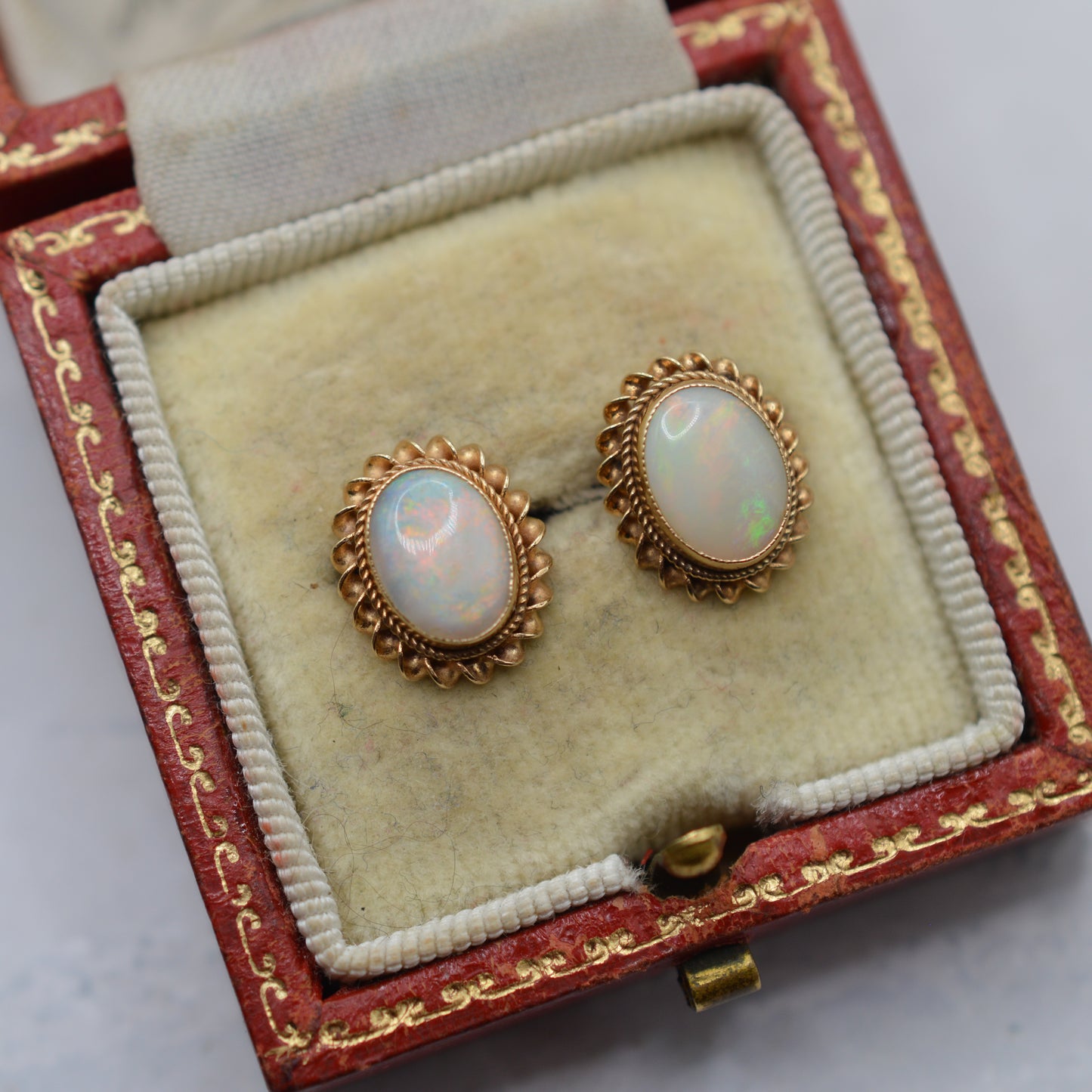 Vintage 9ct Gold Opal Stud Earrings