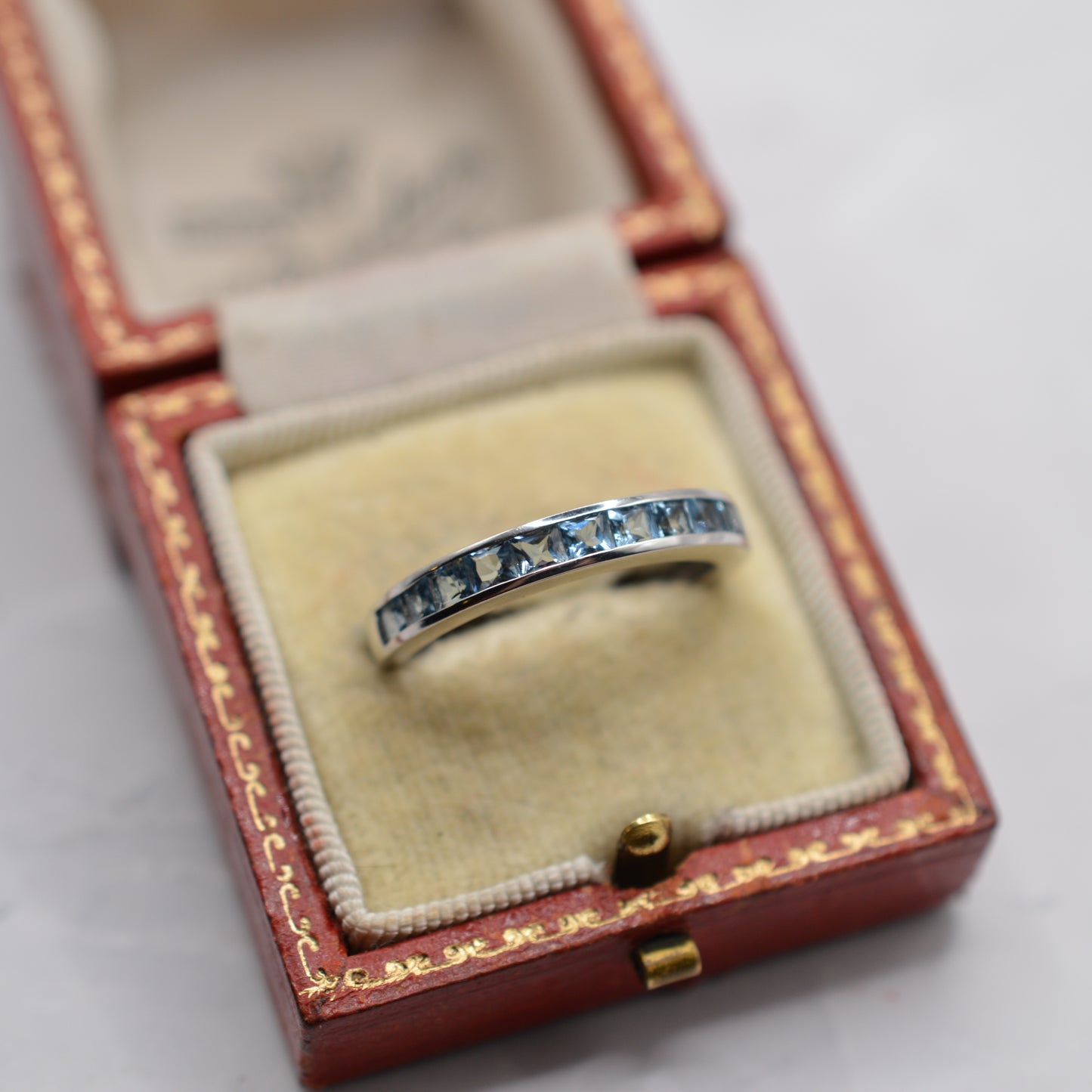 9ct White Gold Aquamarine Channel-Set Half-Eternity Ring
