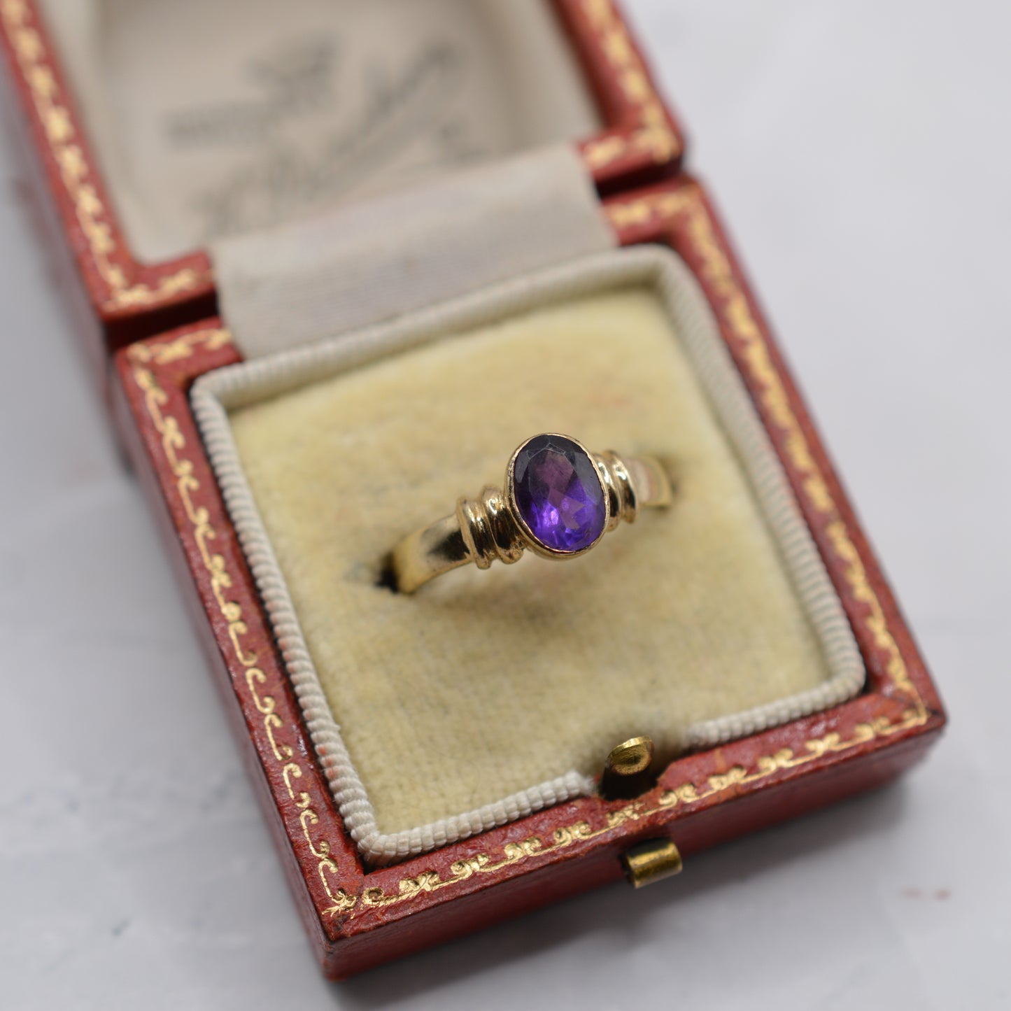 9ct Gold Bezel-Set Amethyst Solitaire Ring