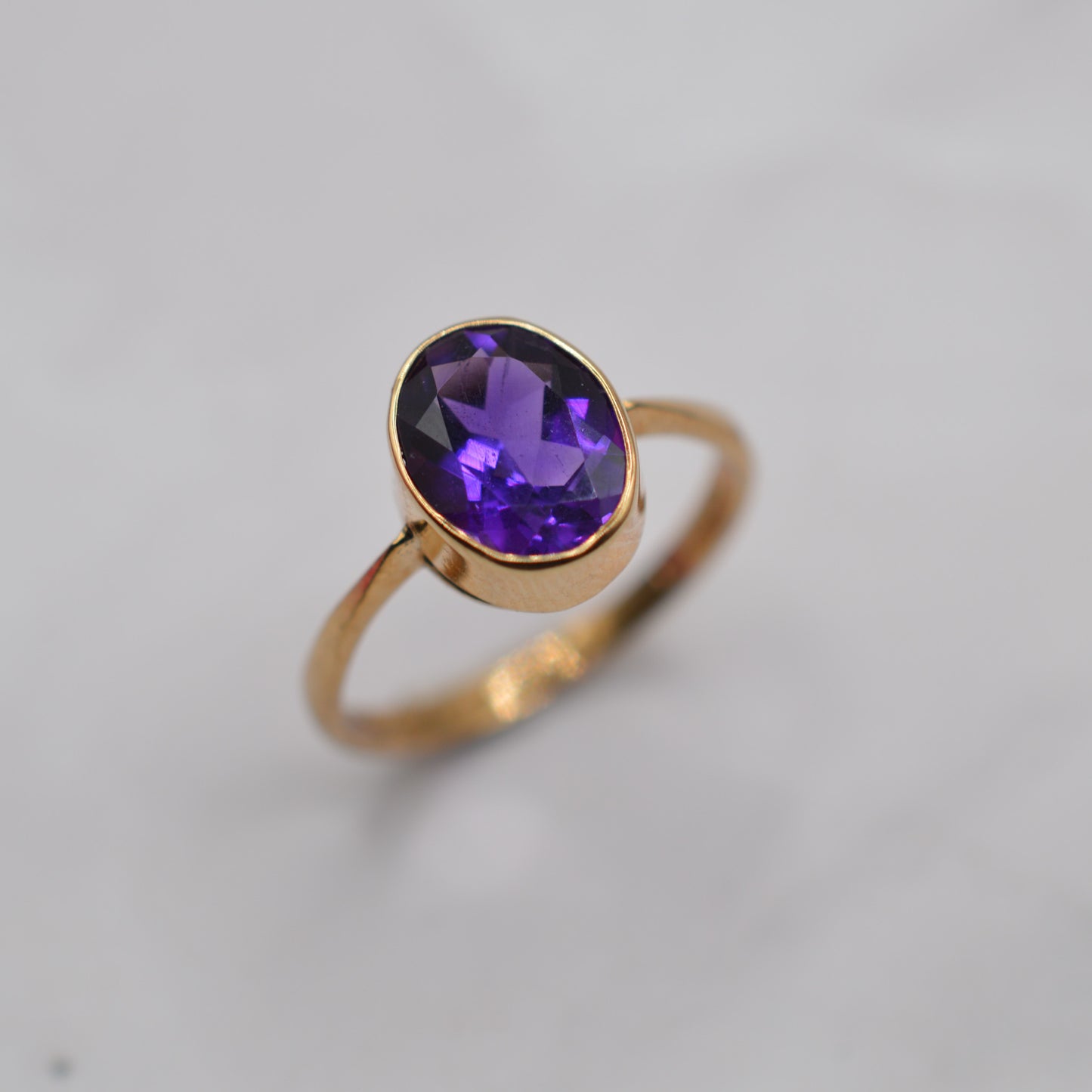 1990s 9ct Gold Amethyst Bezel-Set Ring