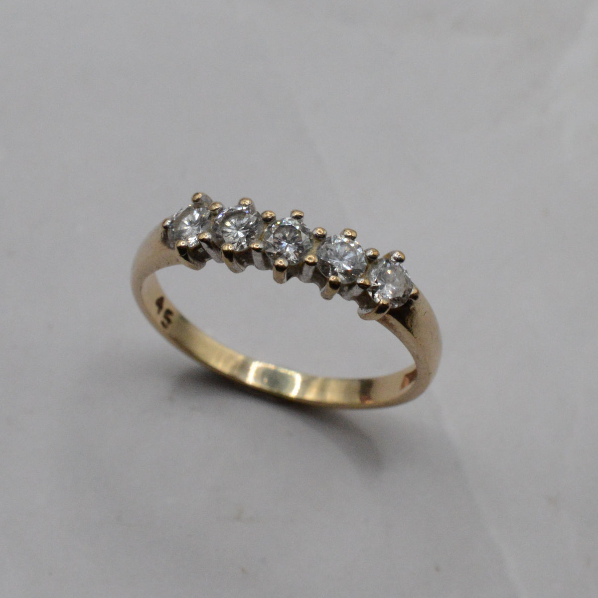 1970s Vintage 9ct Gold 0.45ct Diamond Five-Stone Ring
