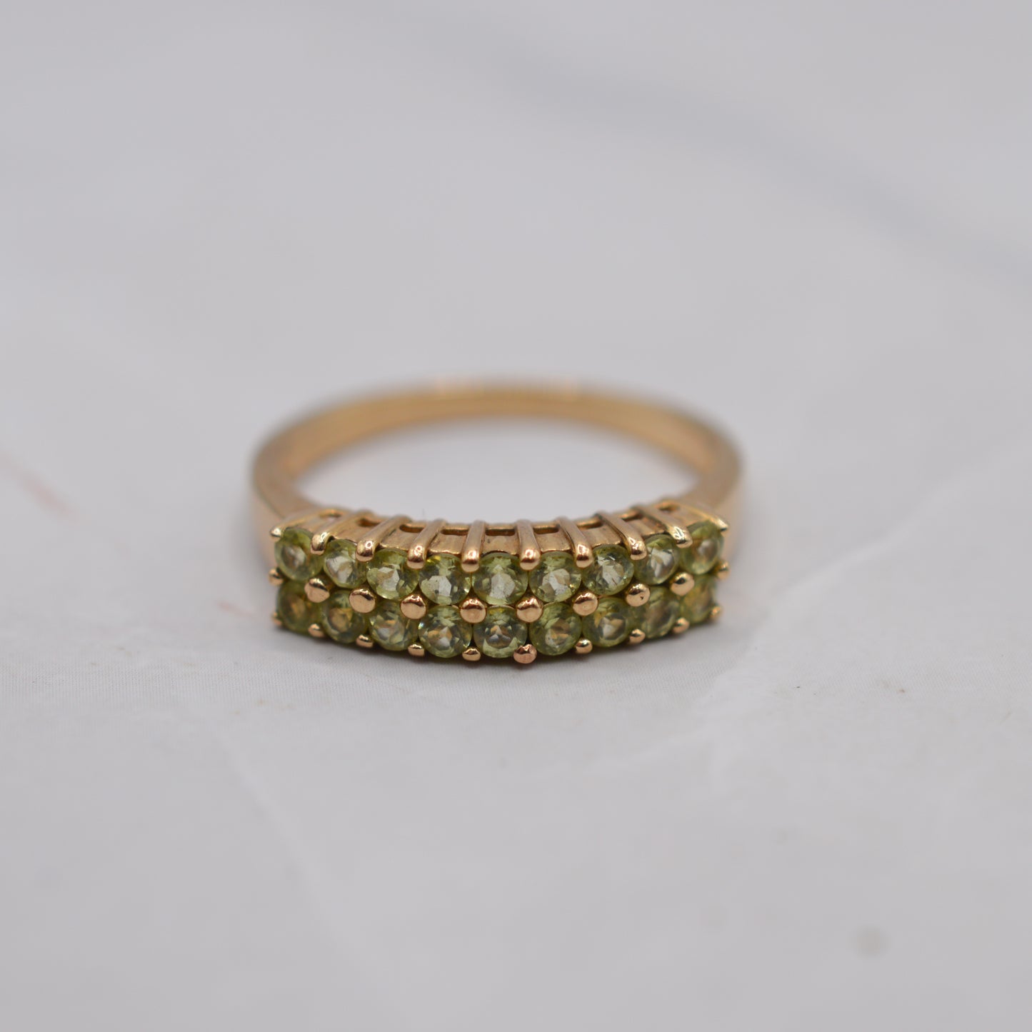 9ct Gold Green Amethyst (Prasiolite) Double-Row Ring