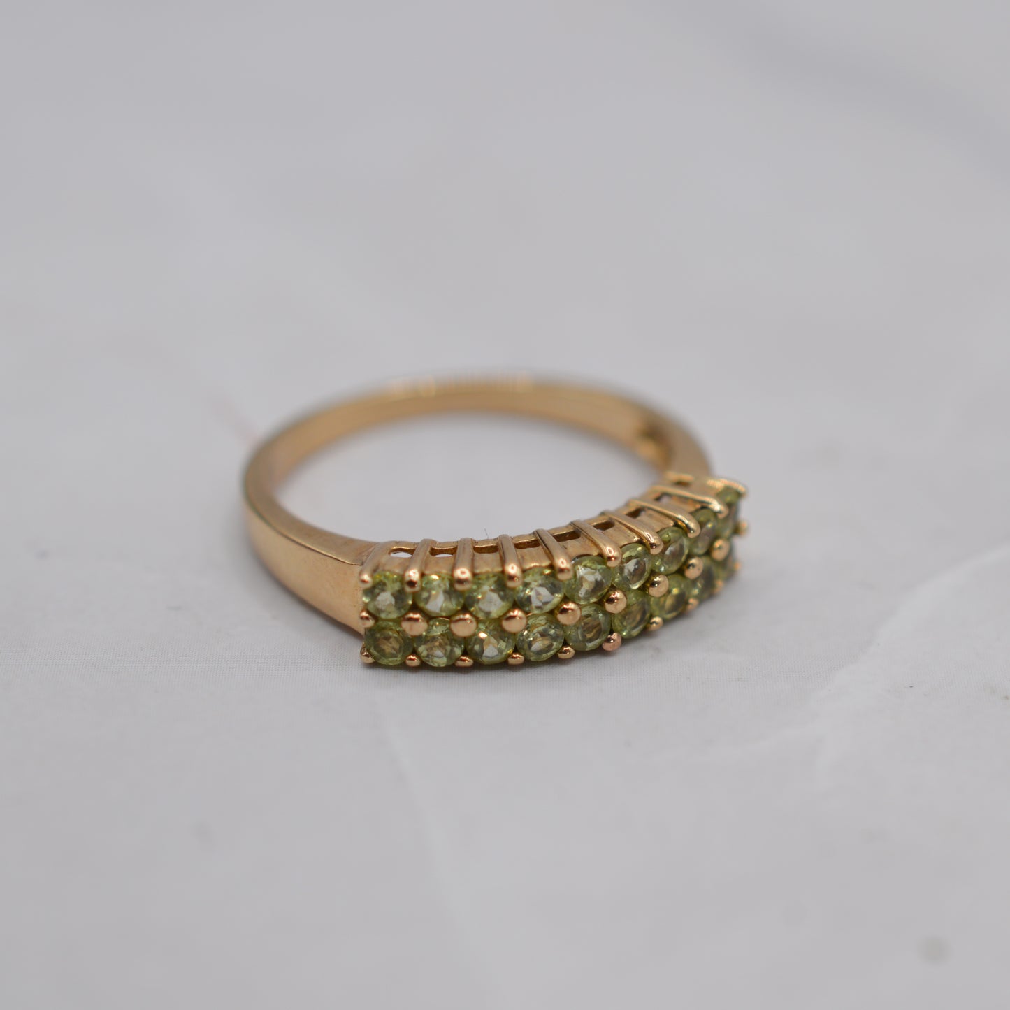 9ct Gold Green Amethyst (Prasiolite) Double-Row Ring