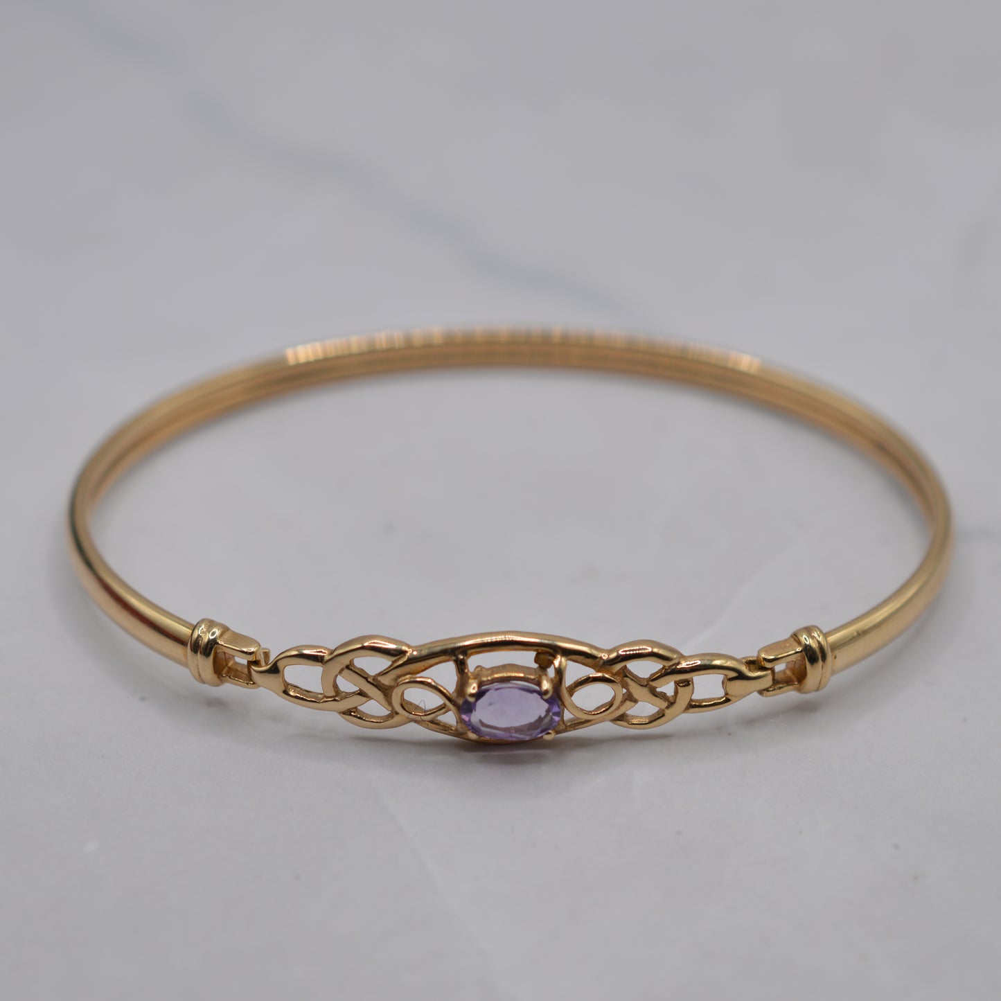 9ct Gold Amethyst Celtic Braid Bangle
