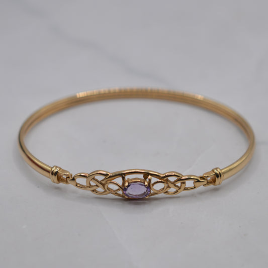 9ct Gold Amethyst Celtic Braid Bangle