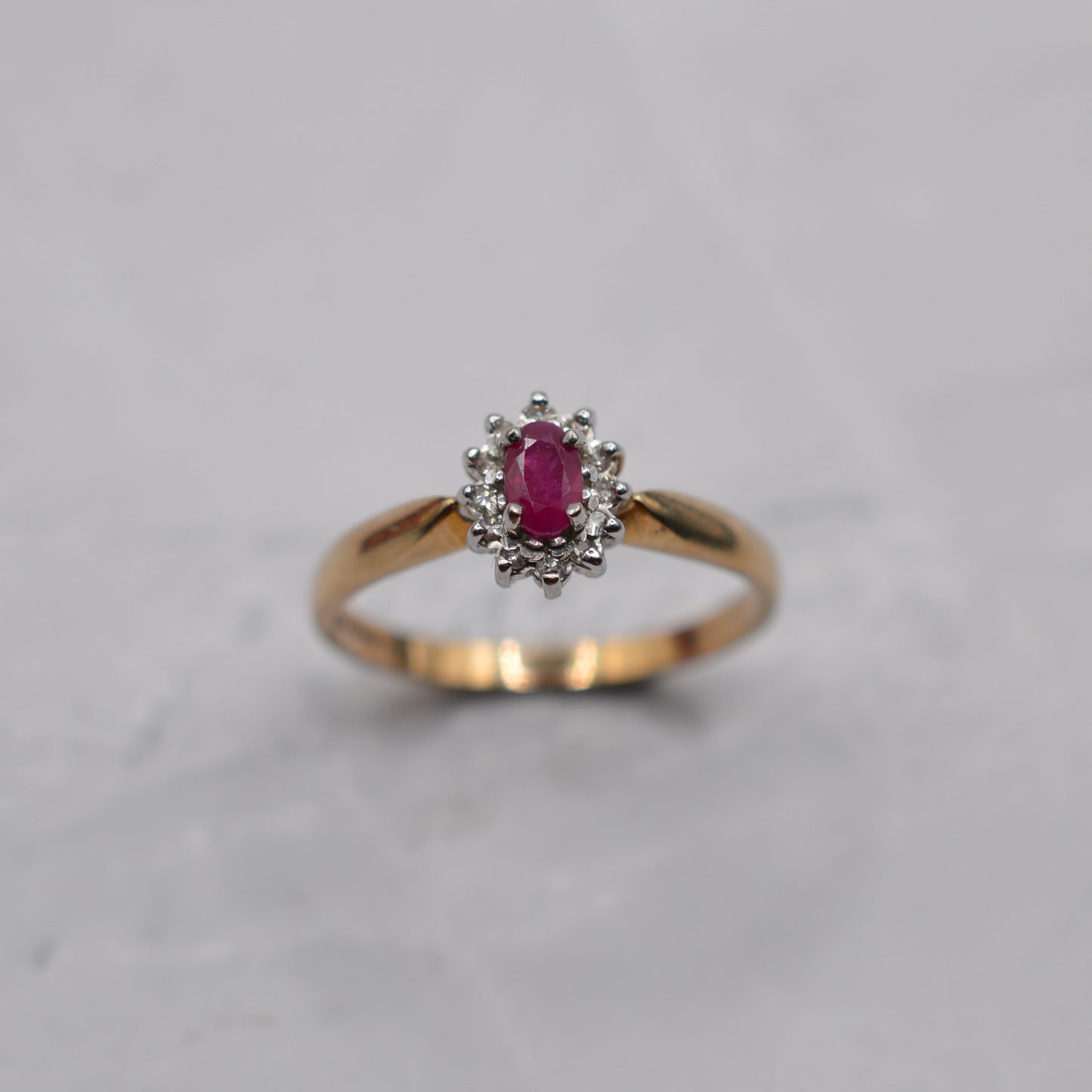 9ct Gold Ruby & Diamond Cluster Ring