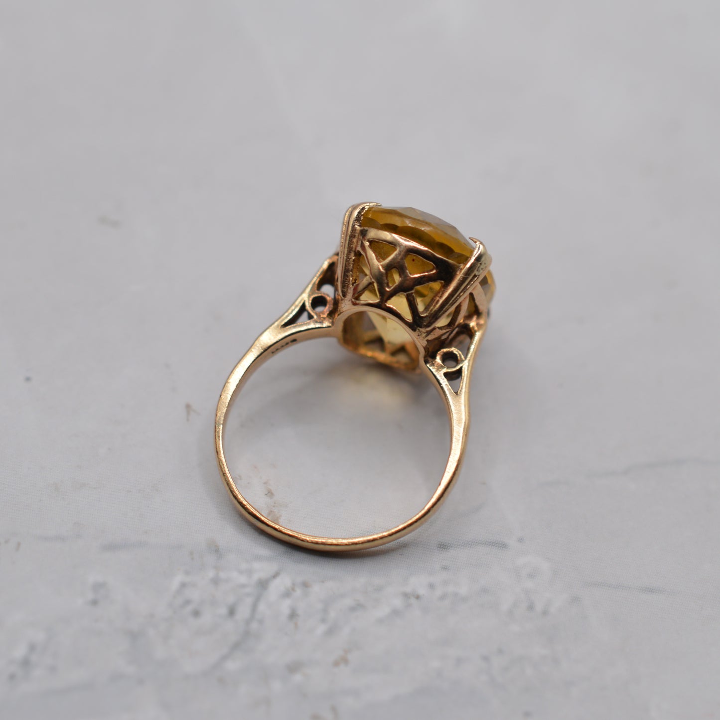 1960s Chunky Vintage 9ct Gold 7ct Citrine Cocktail Ring